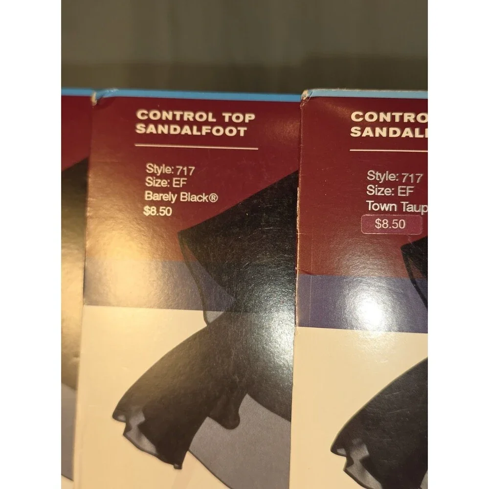 Lot of 3 Vtg Hanes Silk Reflections Pantyhose Size EF Control Top Sandalfoot 717
